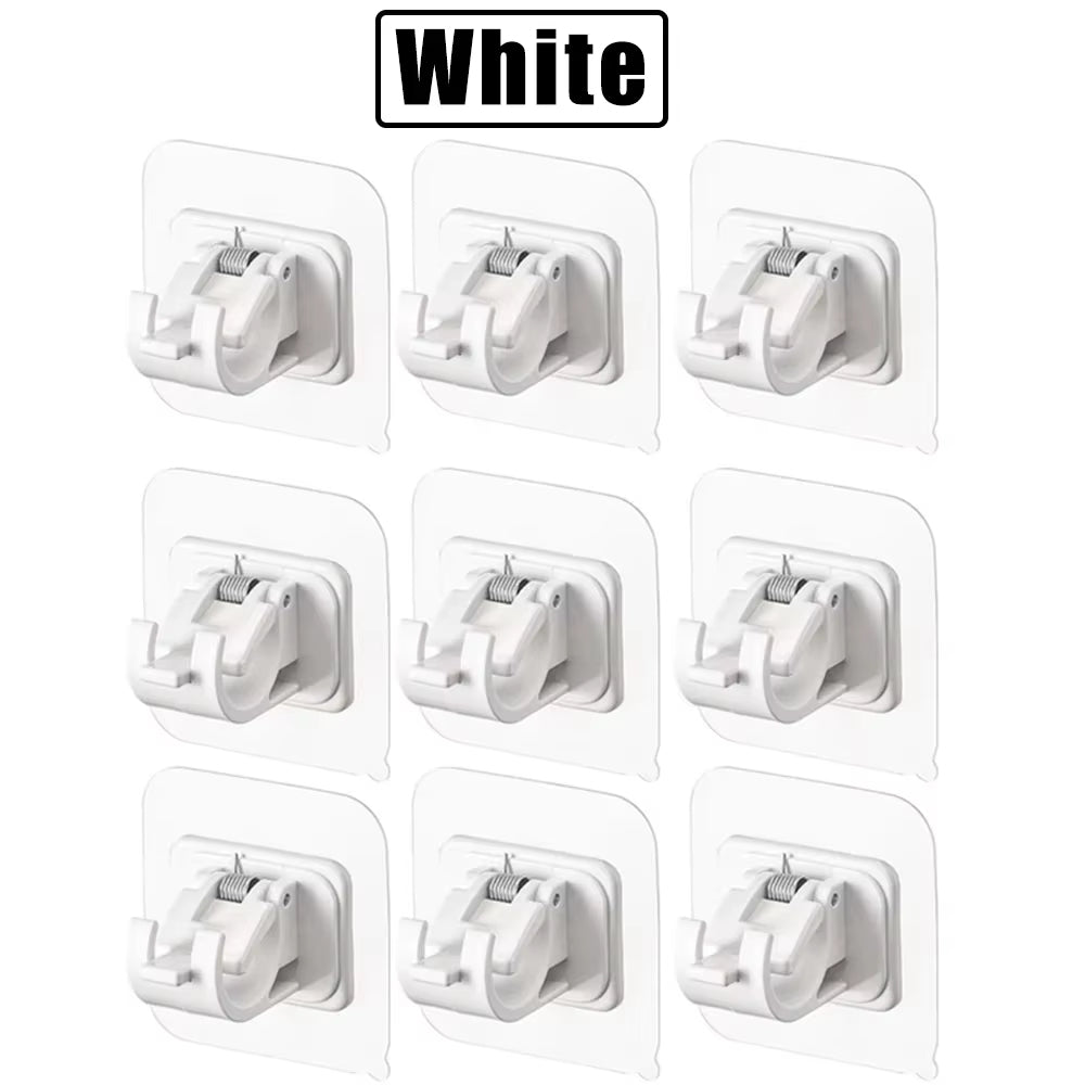 12PCS No Drill Curtain Rod Brackets – Self-Adhesive, Adjustable Design for Easy Installation & Convenient Hanging