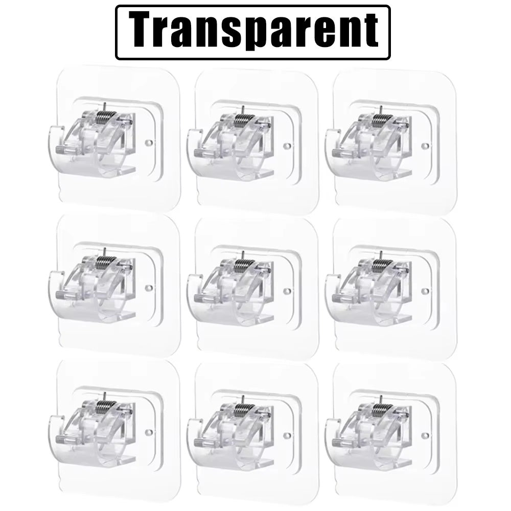 12PCS No Drill Curtain Rod Brackets – Self-Adhesive, Adjustable Design for Easy Installation & Convenient Hanging