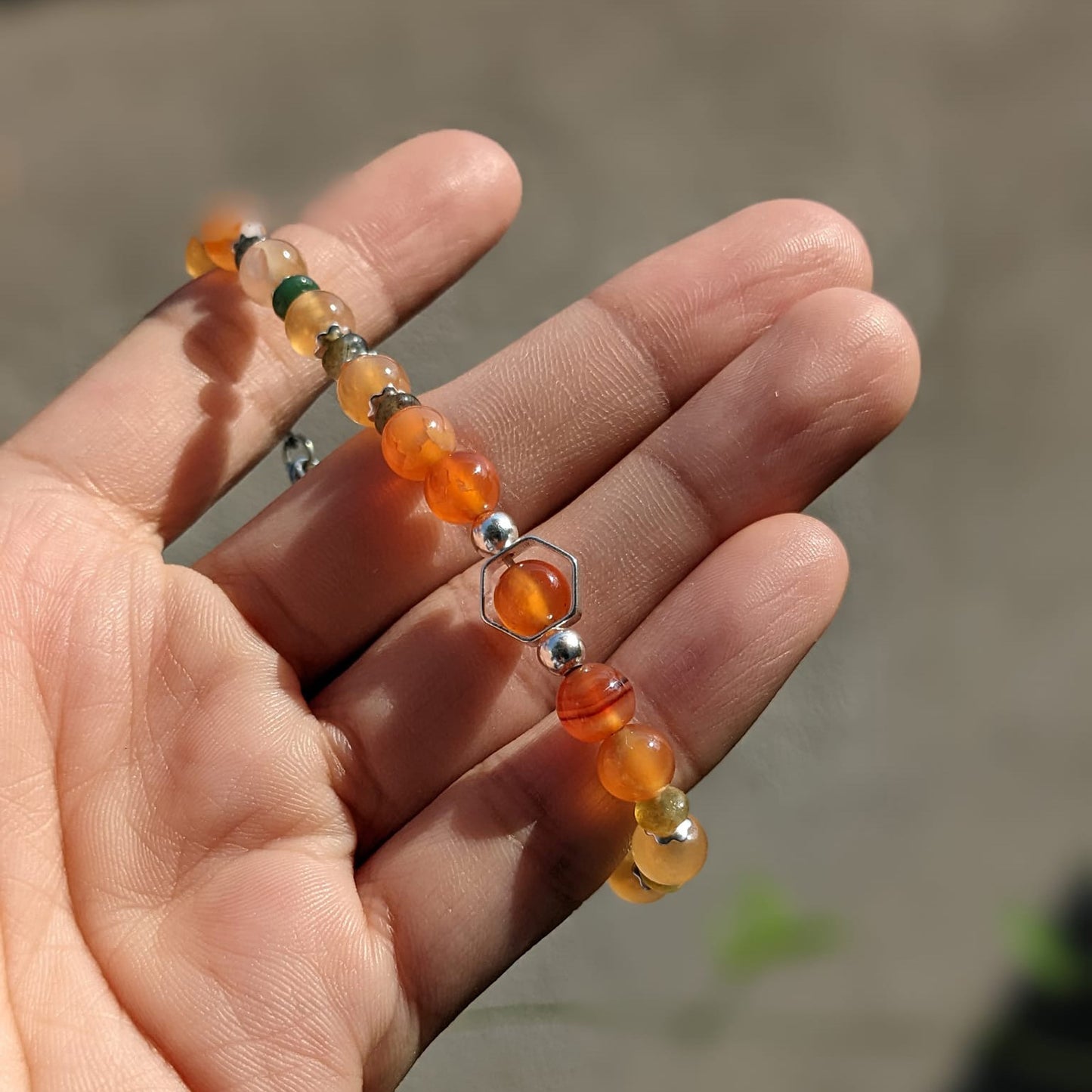 Agate Bracelet And Four-Leaf Clover Charm