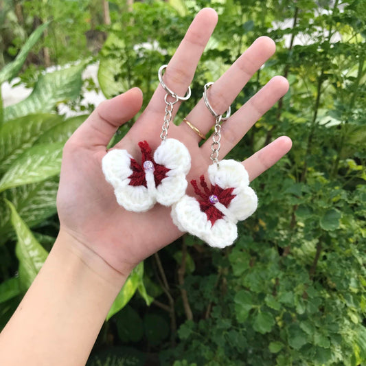 Butterfly-Shaped Keychain Made Of Crochet Wool