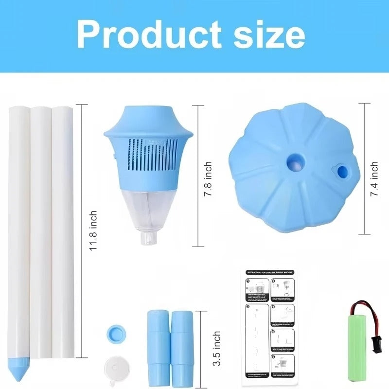 Automatic Outdoor Bubble Maker with LED Lights, Built-in Rechargeable Battery, Safe for Ages 3+