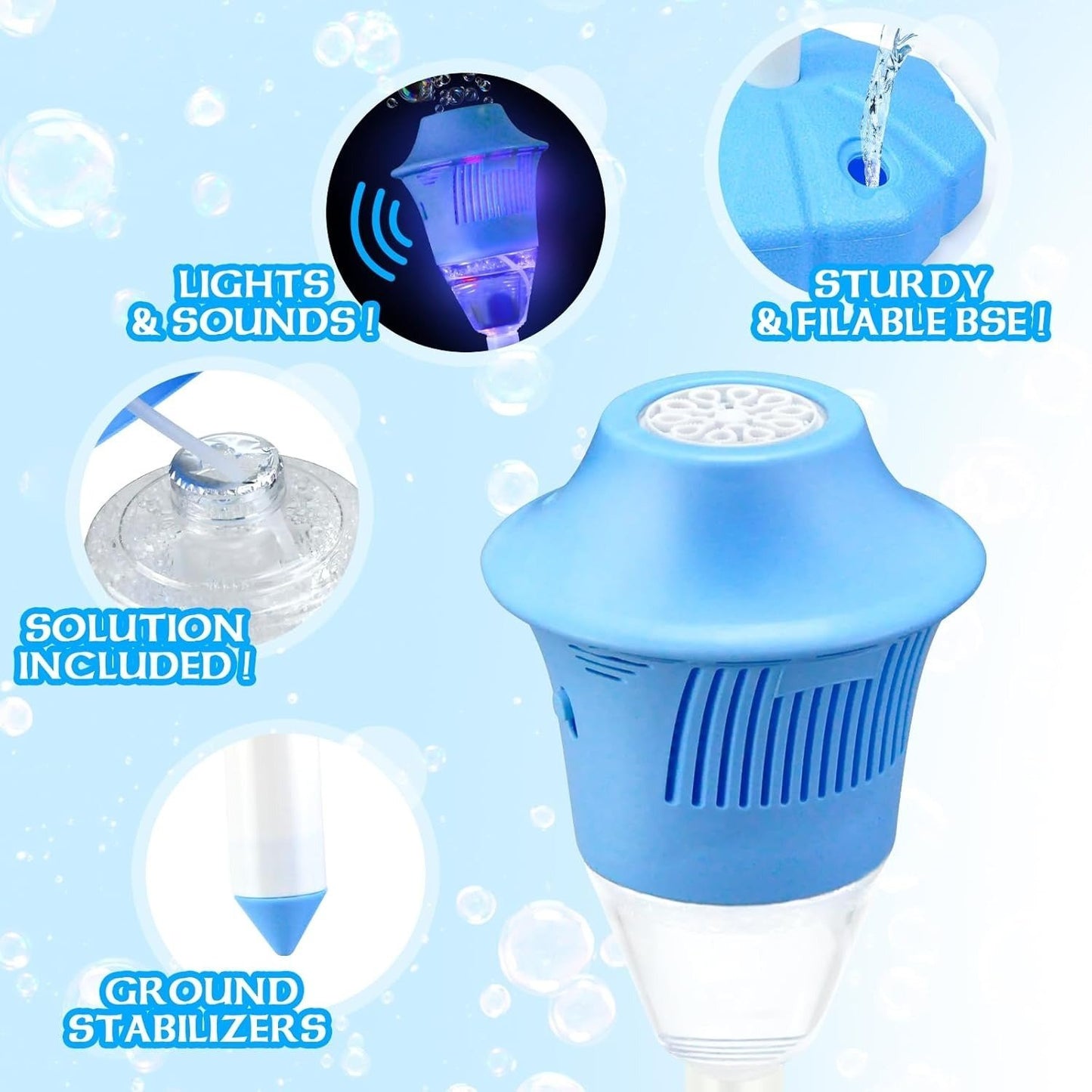 Automatic Outdoor Bubble Maker with LED Lights, Built-in Rechargeable Battery, Safe for Ages 3+
