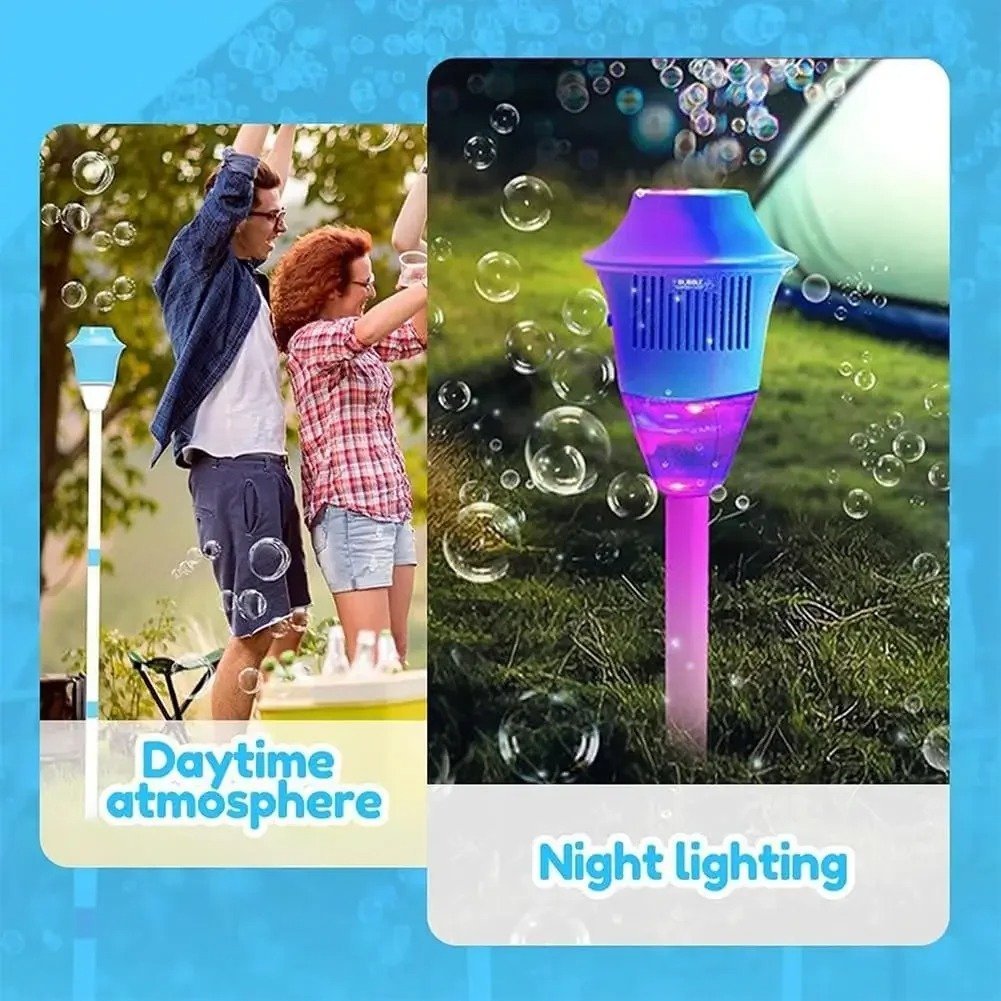 Automatic Outdoor Bubble Maker with LED Lights, Built-in Rechargeable Battery, Safe for Ages 3+