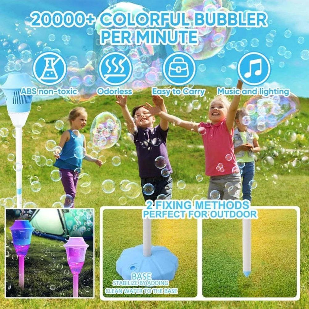 Automatic Outdoor Bubble Maker with LED Lights, Built-in Rechargeable Battery, Safe for Ages 3+