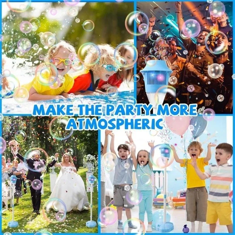 Automatic Outdoor Bubble Maker with LED Lights, Built-in Rechargeable Battery, Safe for Ages 3+
