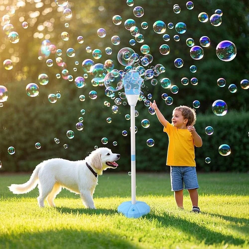 Automatic Outdoor Bubble Maker with LED Lights, Built-in Rechargeable Battery, Safe for Ages 3+