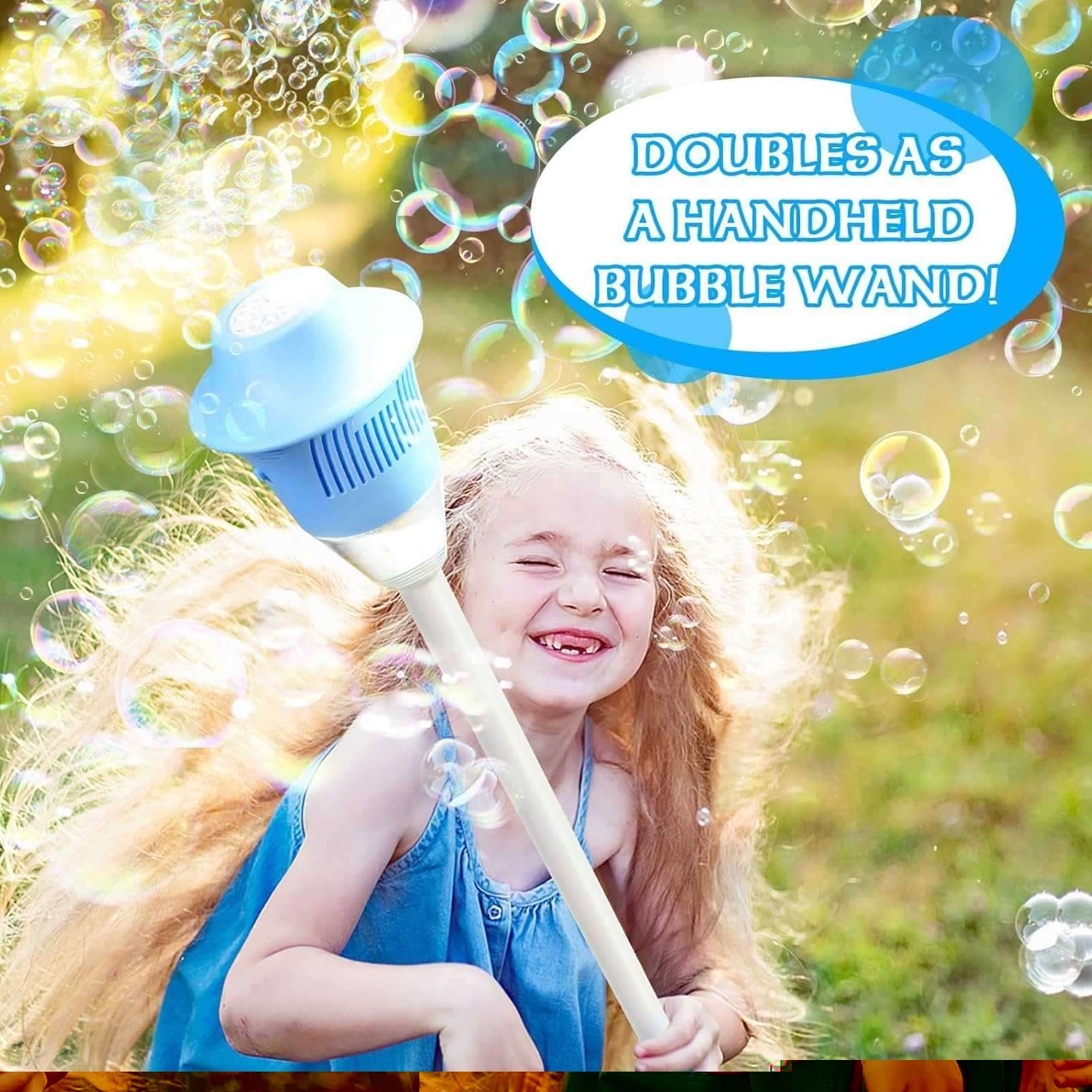 Automatic Outdoor Bubble Maker with LED Lights, Built-in Rechargeable Battery, Safe for Ages 3+