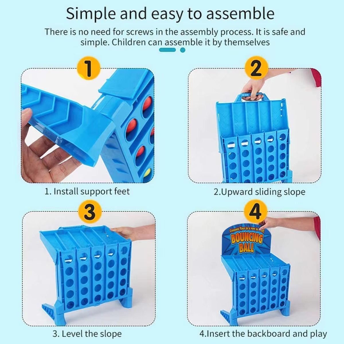 Connect Board Game with Four in a Row to Win, Colorful Balls and Safe for Ages 3+