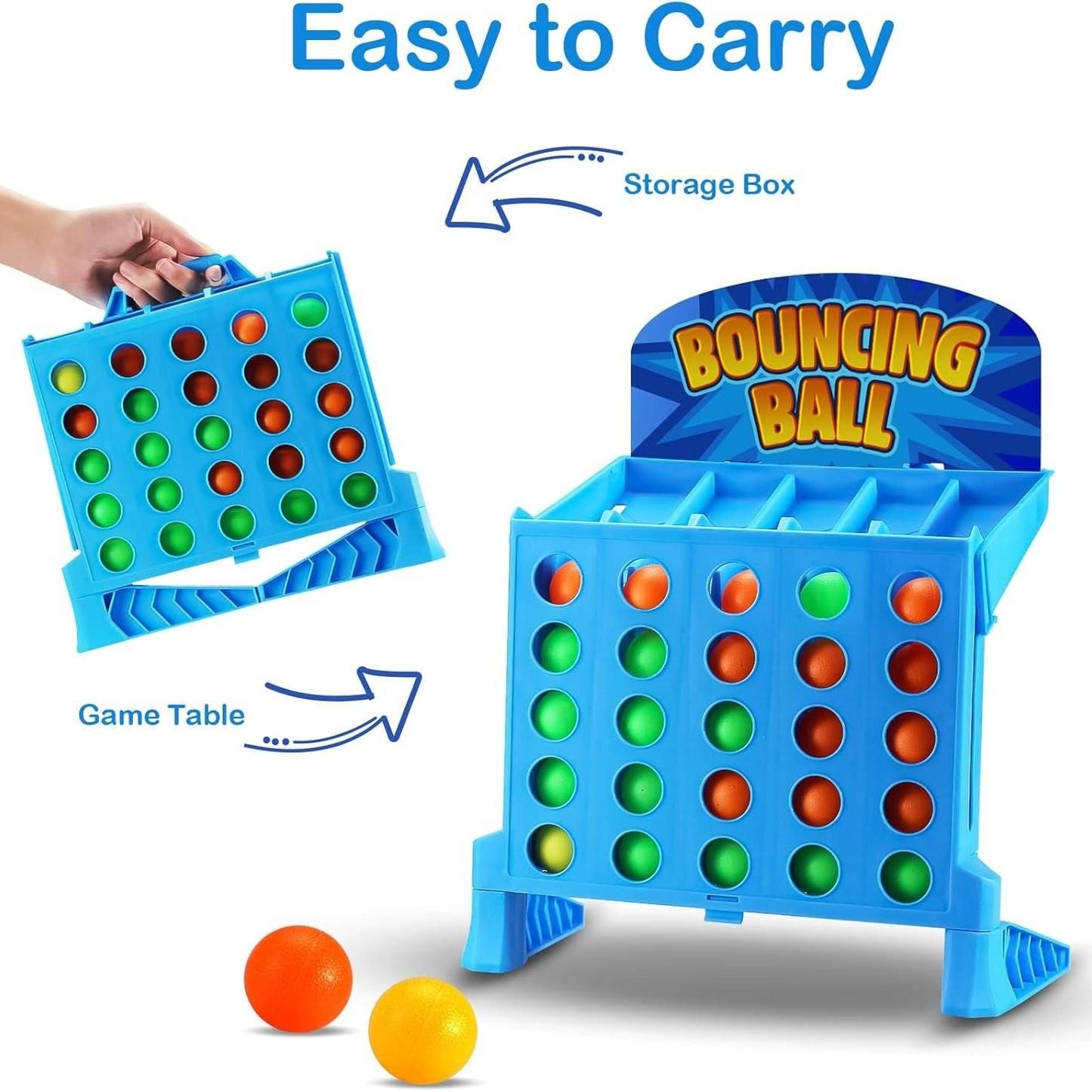Connect Board Game with Four in a Row to Win, Colorful Balls and Safe for Ages 3+