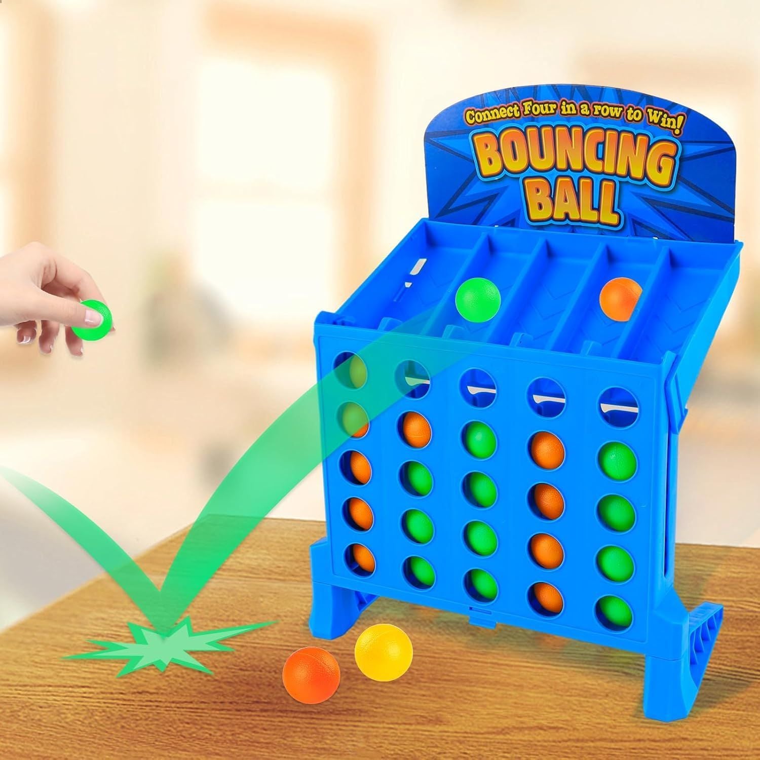 Connect Board Game with Four in a Row to Win, Colorful Balls and Safe for Ages 3+