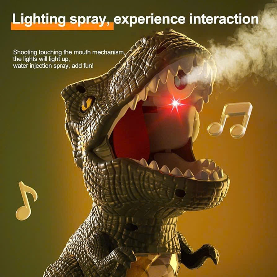 Dinosaur Shooting Toy with Sound, Lights, and Mist Spray Mode, Safe for Ages 3+