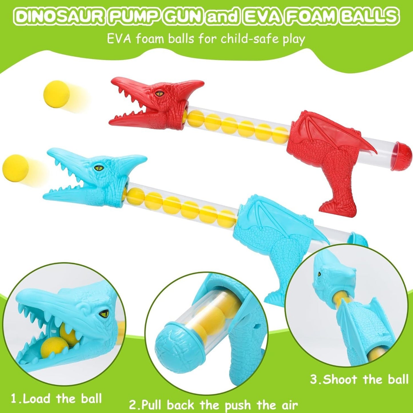 Dinosaur Shooting Toy with Sound, Lights, and Mist Spray Mode, Safe for Ages 3+