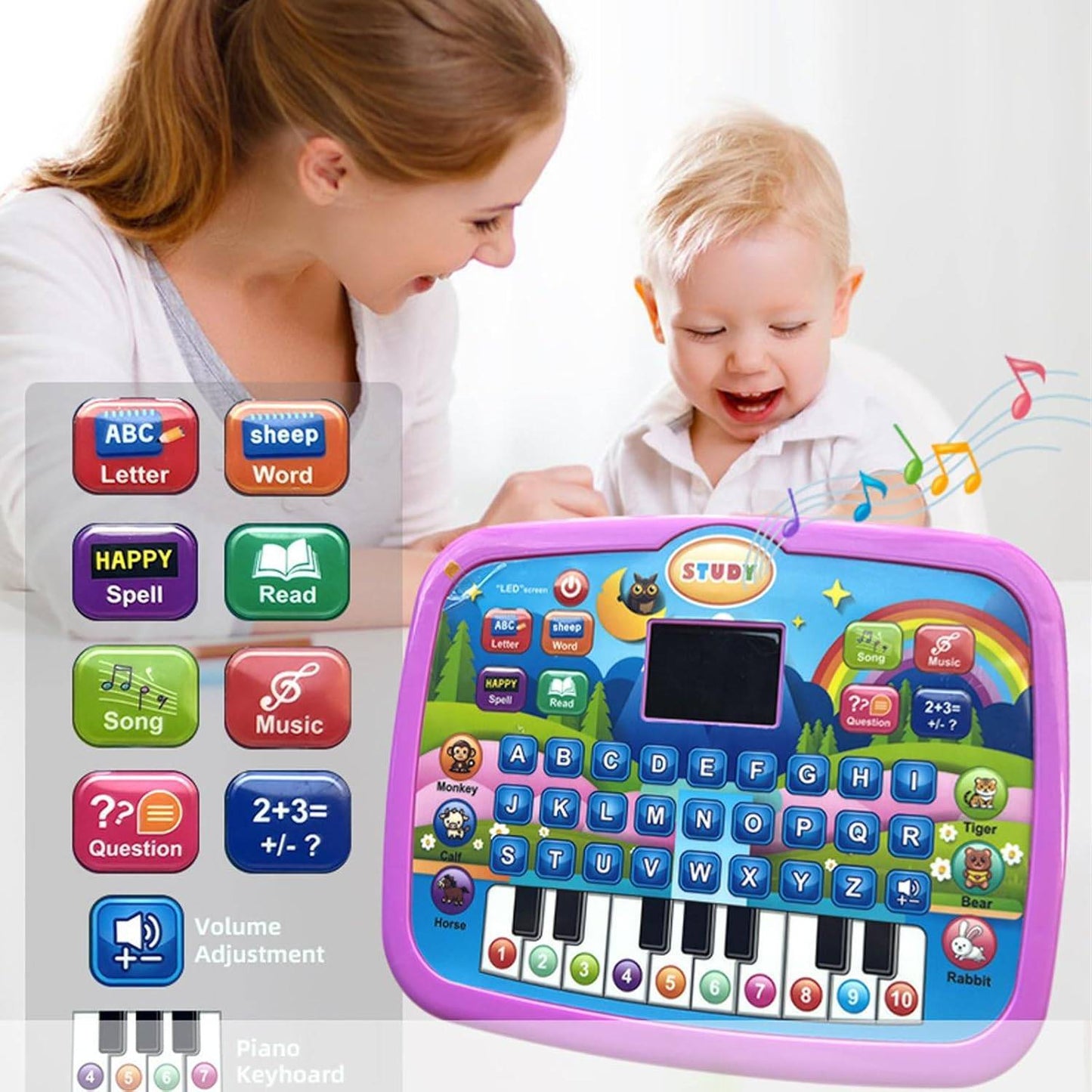 Educational Learning Tablet Toy with Sound Effects and LED Screen Safe for Ages 3+