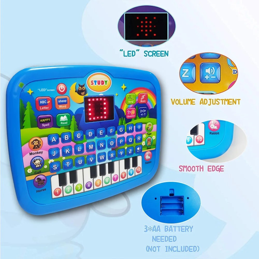 Educational Learning Tablet Toy with Sound Effects and LED Screen Safe for Ages 3+