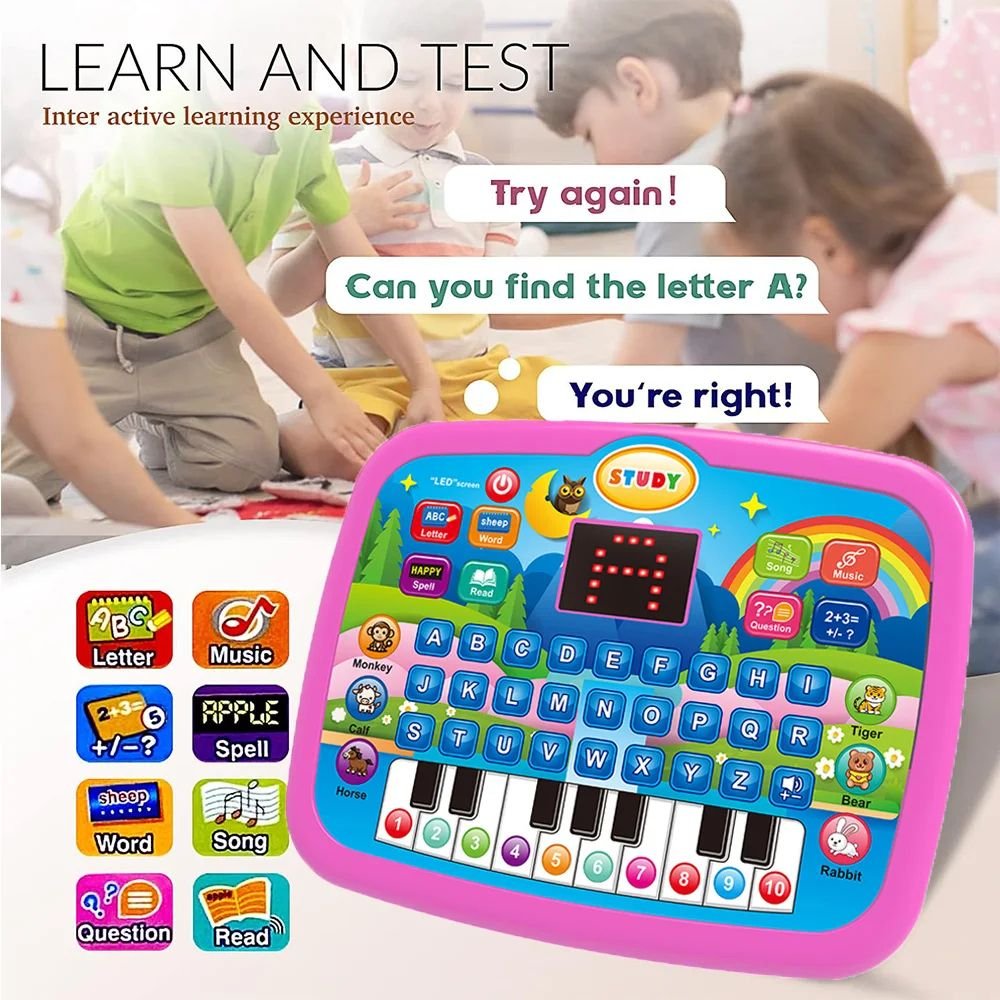 Educational Learning Tablet Toy with Sound Effects and LED Screen Safe for Ages 3+