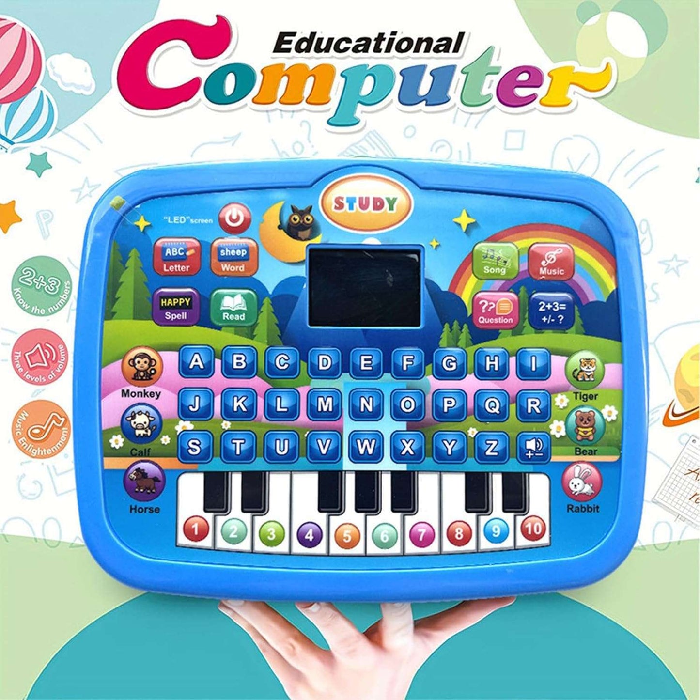 Educational Learning Tablet Toy with Sound Effects and LED Screen Safe for Ages 3+