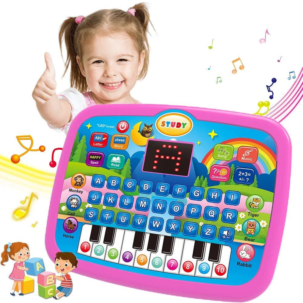 Kids’ Educational Tablet Toy with LED Screen, Sound, and Multiple Learning Modes, Safe for Ages 3+