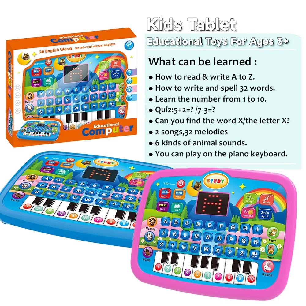Kids’ Educational Tablet Toy with LED Screen, Sound, and Multiple Learning Modes, Safe for Ages 3+