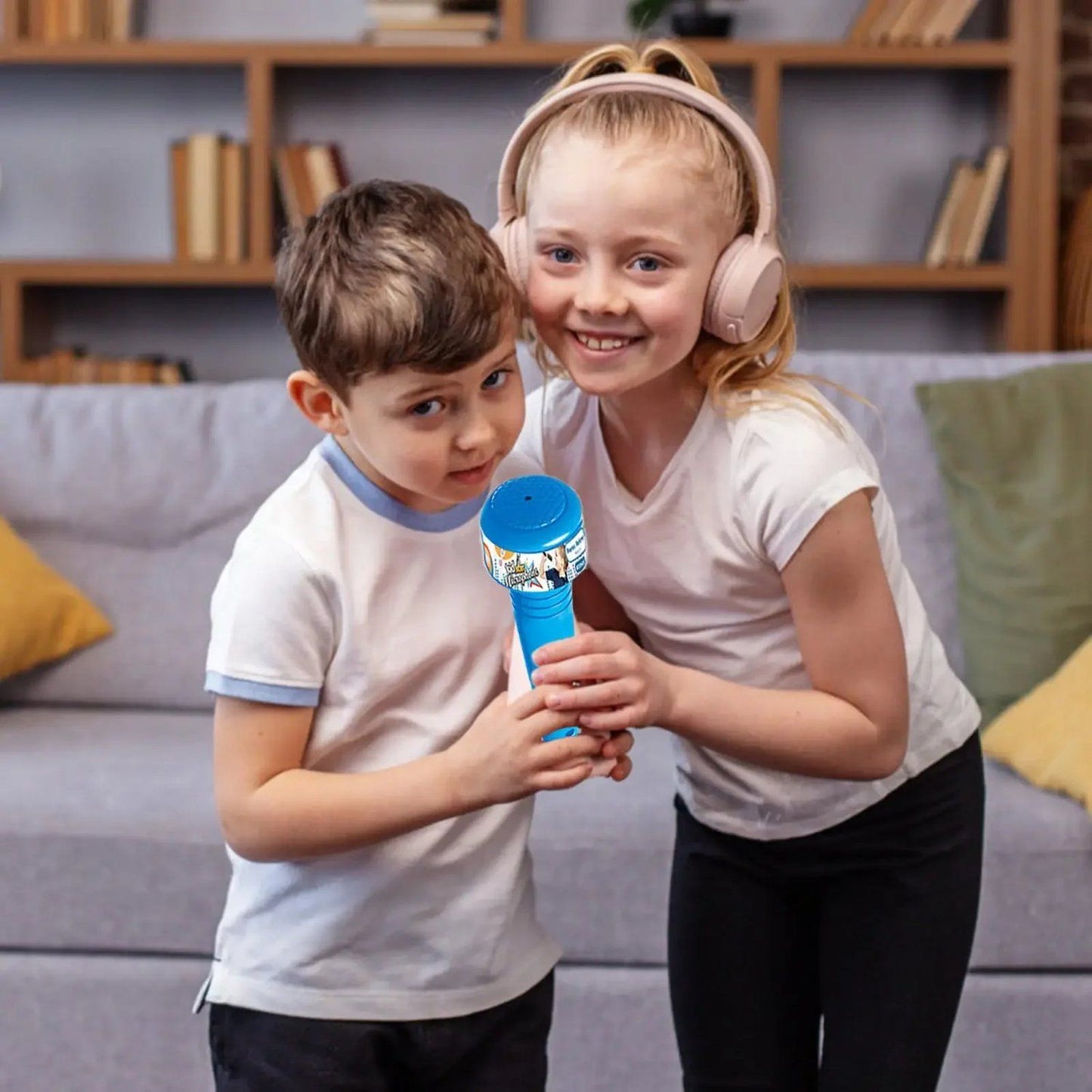 Kids Karaoke Microphone Toy with Stand Design and Colorful LED Lights, Safe for Ages 3+
