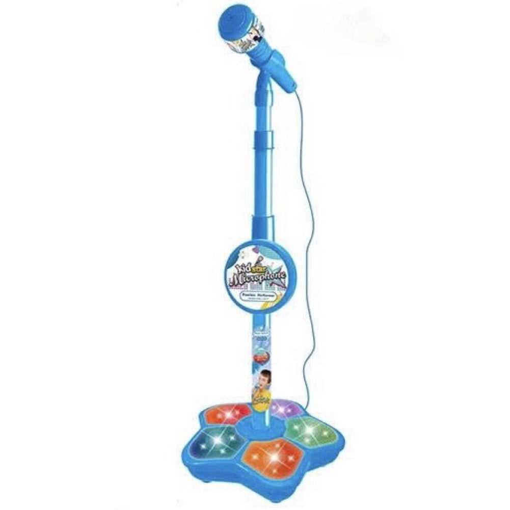 Kids Karaoke Microphone Toy with Stand Design and Colorful LED Lights, Safe for Ages 3+