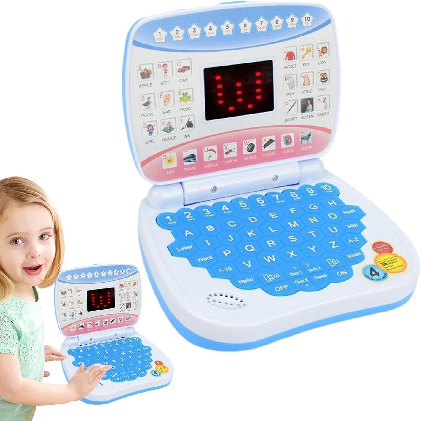 Kids Learning Laptop with 5 Learning Modes, LED Display Screen, Safe for Ages 3+