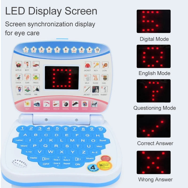 Kids Learning Laptop with 5 Learning Modes, LED Display Screen, Safe for Ages 3+