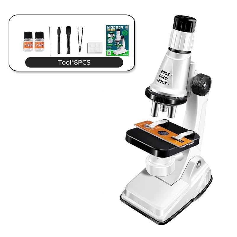 Kids Microscope, Portable Microscope Kit with LED Light and Mobile Phone Holder, Kids Beginner Educational Science Kit Toy for Kids Gift