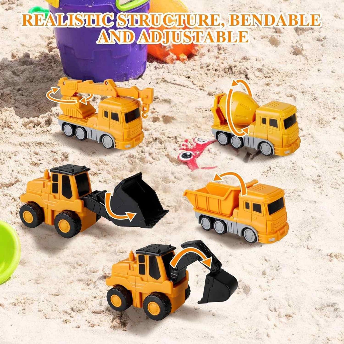 Magnetic Transforming Construction Vehicle Set, Converts into Robot, Detachable Parts, Safe for Ages 3+