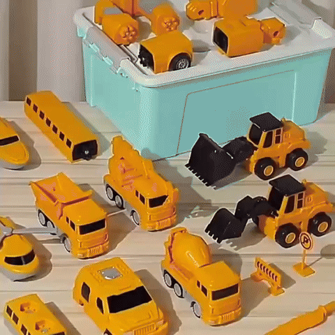 Magnetic Transforming Construction Vehicle Set, Converts into Robot, Detachable Parts, Safe for Ages 3+