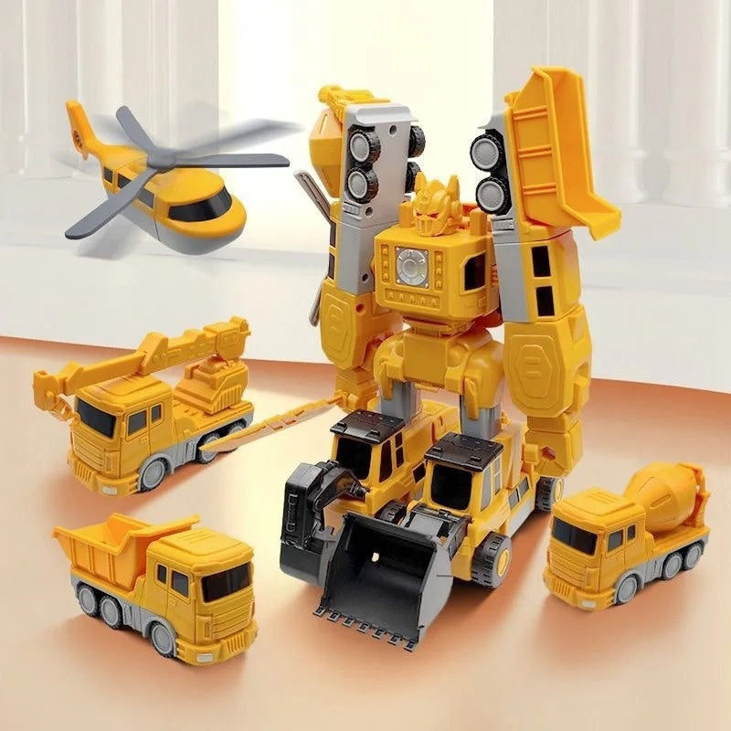 Magnetic Transforming Construction Vehicle Set, Converts into Robot, Detachable Parts, Safe for Ages 3+