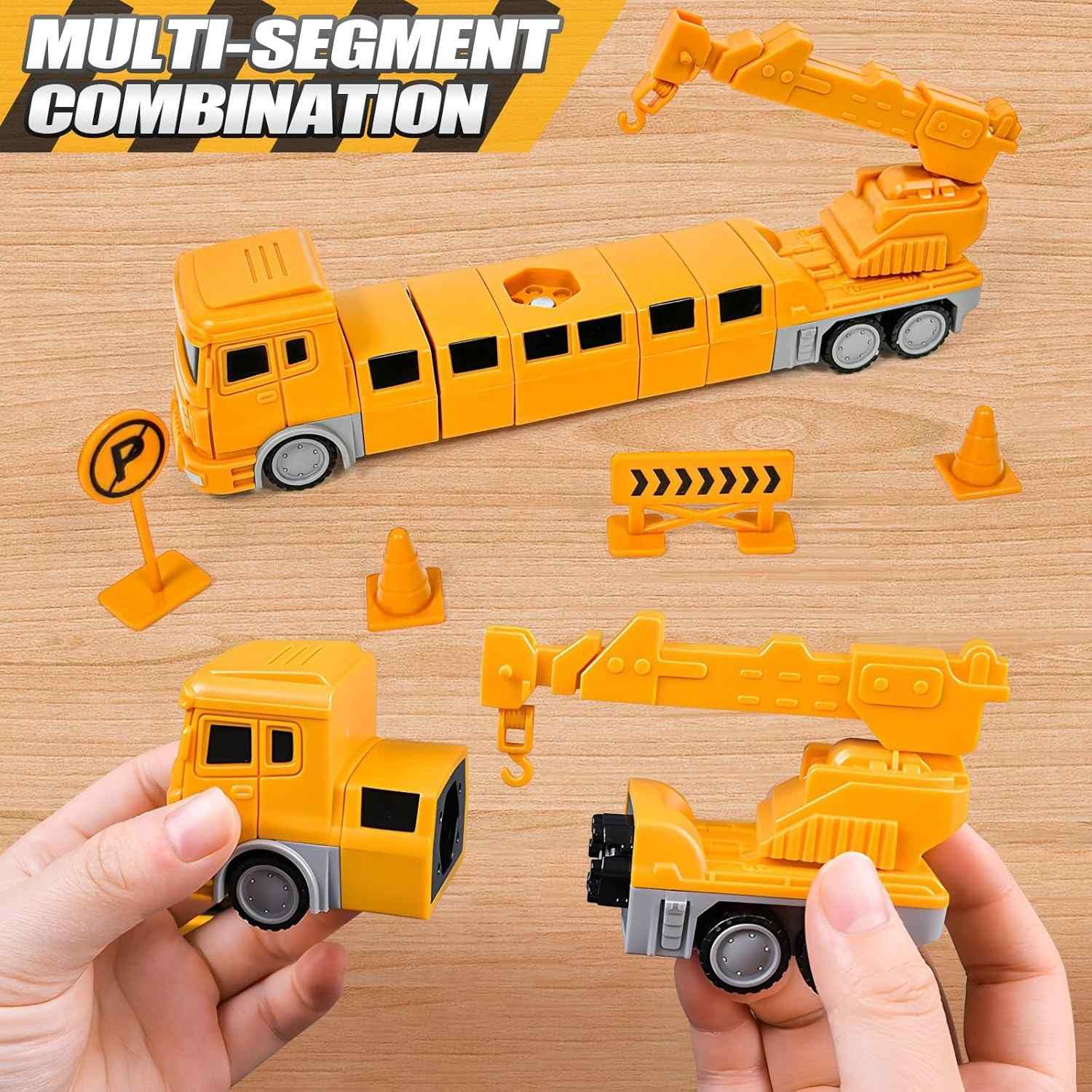 Magnetic Transforming Construction Vehicle Set, Converts into Robot, Detachable Parts, Safe for Ages 3+