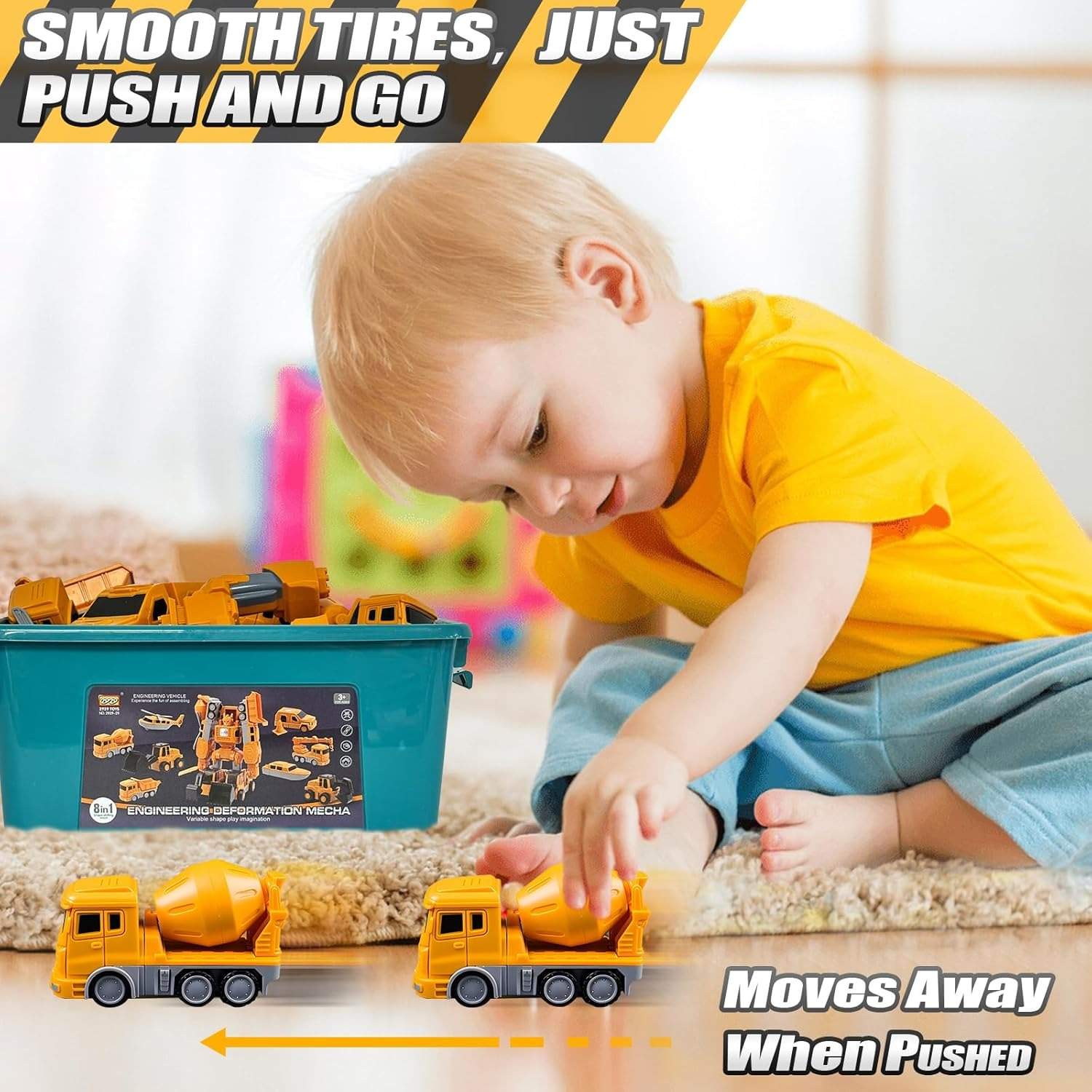 Magnetic Transforming Construction Vehicle Set, Converts into Robot, Detachable Parts, Safe for Ages 3+