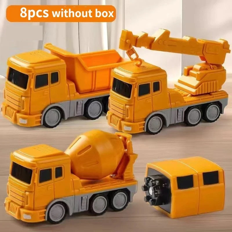 Magnetic Transforming Construction Vehicle Set, Converts into Robot, Detachable Parts, Safe for Ages 3+