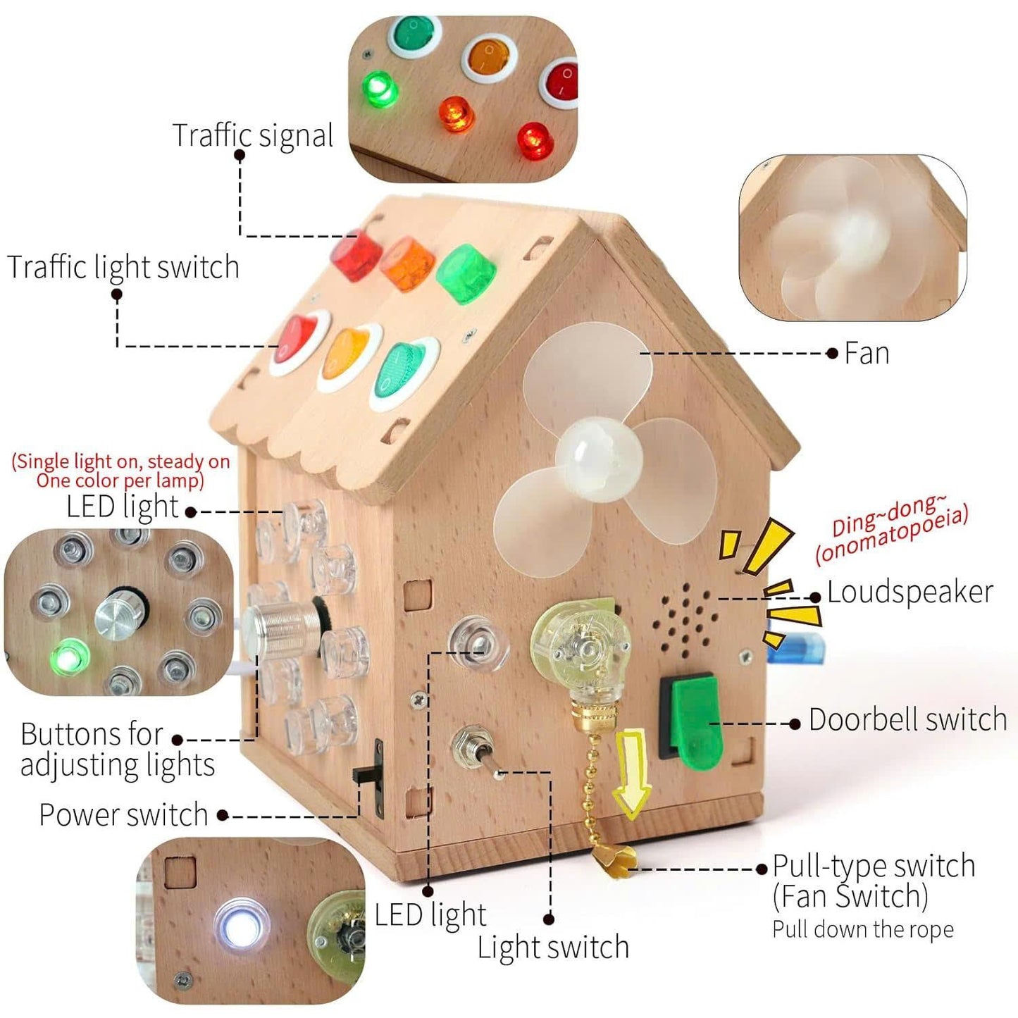 Montessori Busy House Toy with Sound, Light, Portable and Safe for Ages 3+
