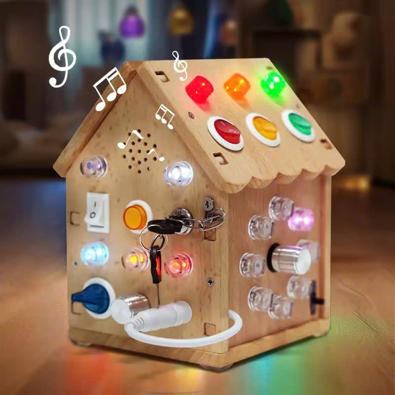 Montessori Busy House Toy with Sound, Light, Portable and Safe for Ages 3+