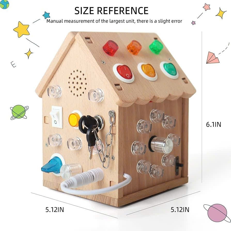 Montessori Busy House Toy with Sound, Light, Portable and Safe for Ages 3+