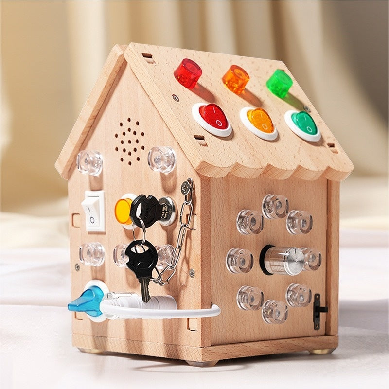 Montessori Busy House Toy with Sound, Light, Portable and Safe for Ages 3+