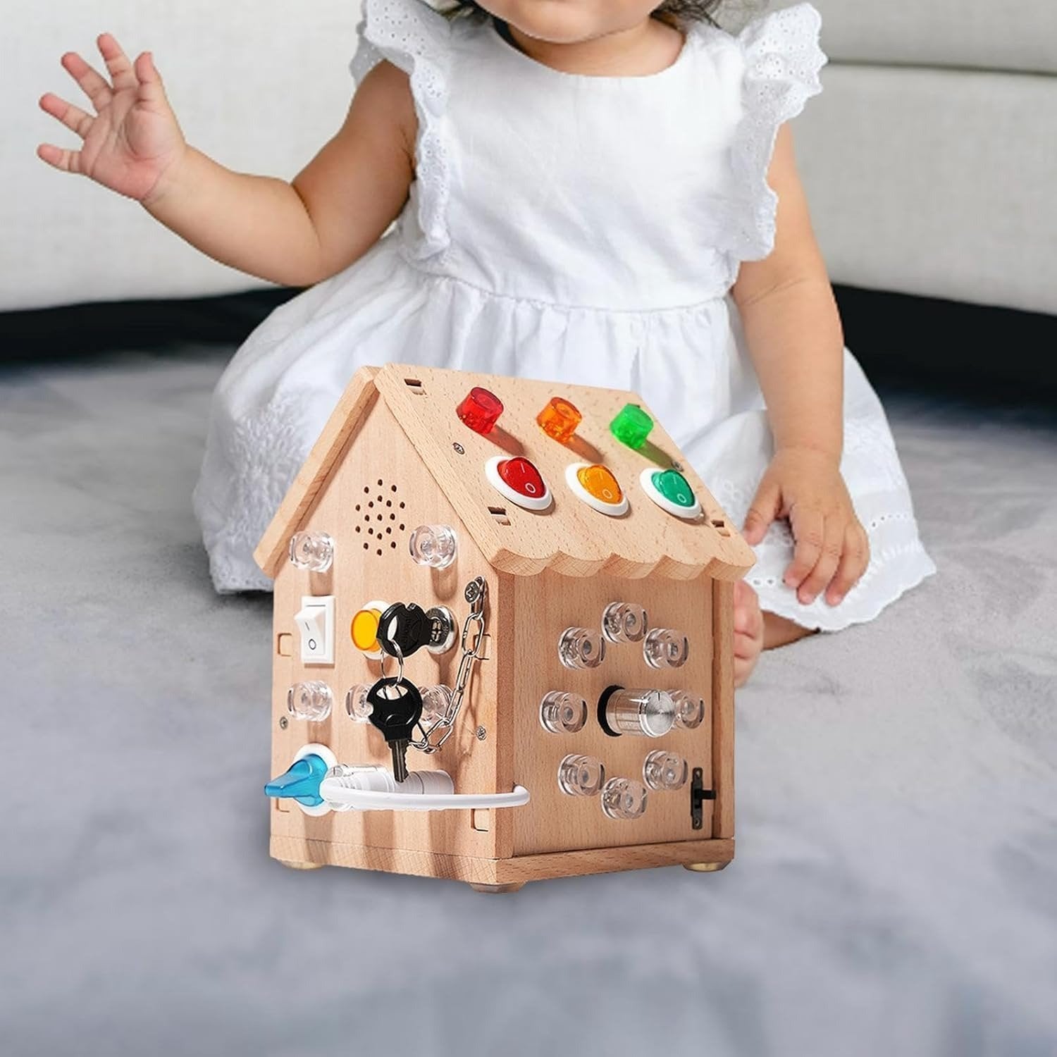Montessori Busy House Toy with Sound, Light, Portable and Safe for Ages 3+