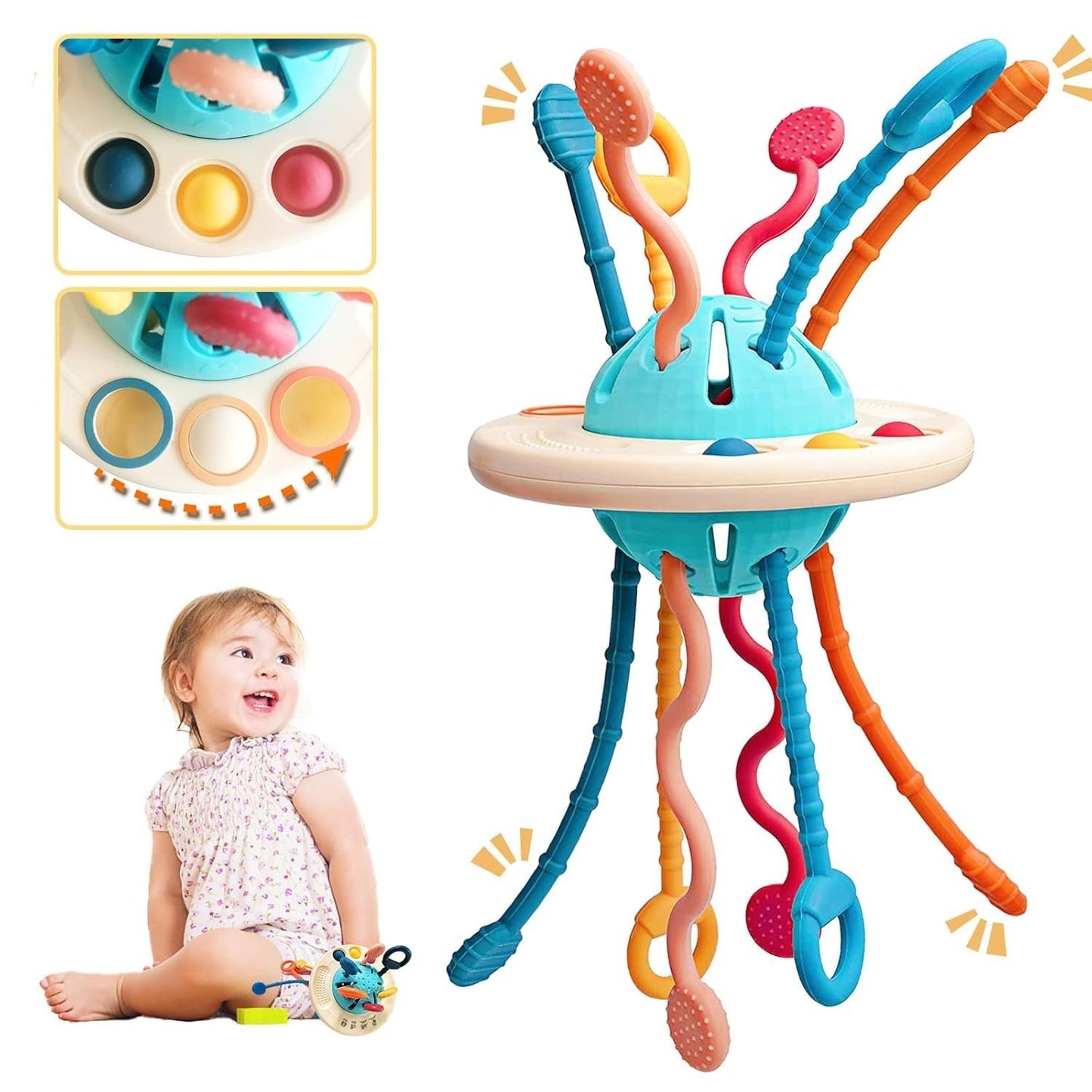 Montessori Sensory Toy with Unique UFO Design, Multi-functional Play, and Safe for Ages 6+ Months