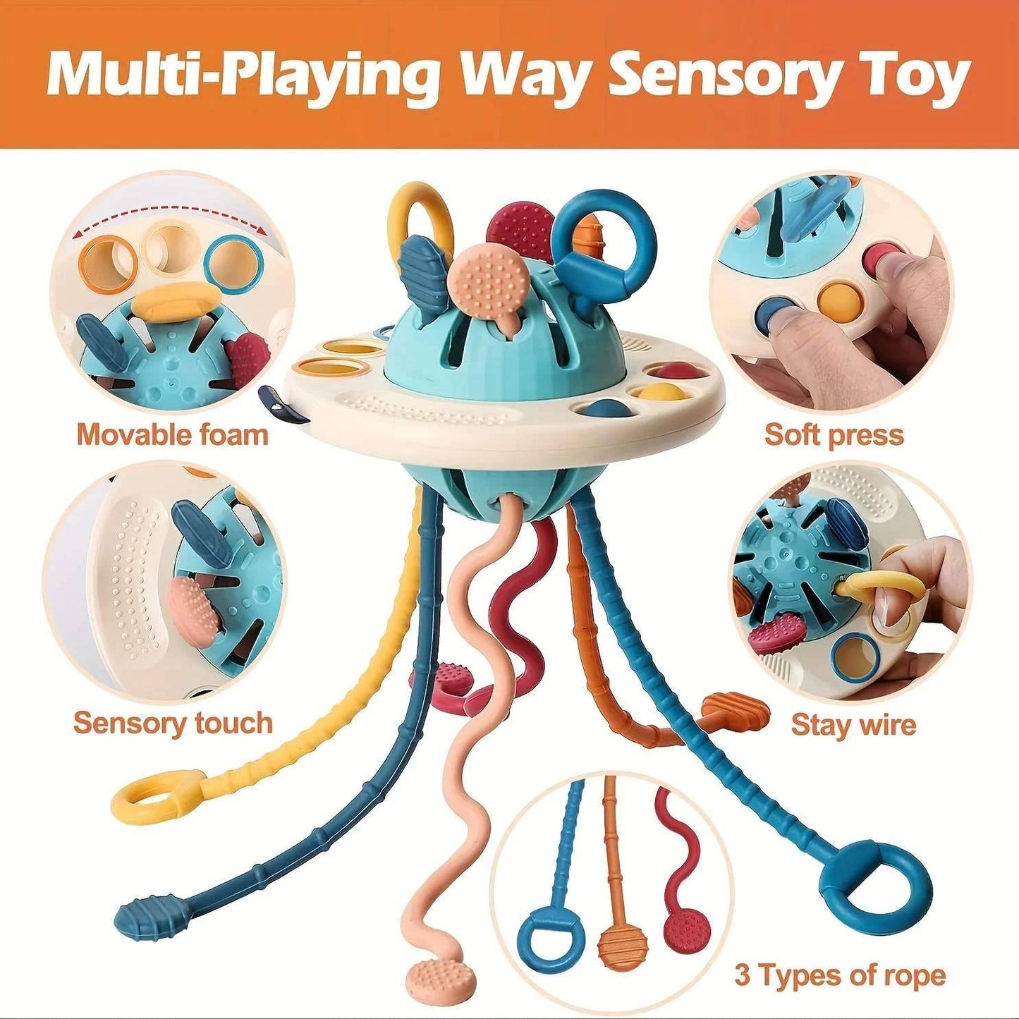 Montessori Sensory Toy with Unique UFO Design, Multi-functional Play, and Safe for Ages 6+ Months