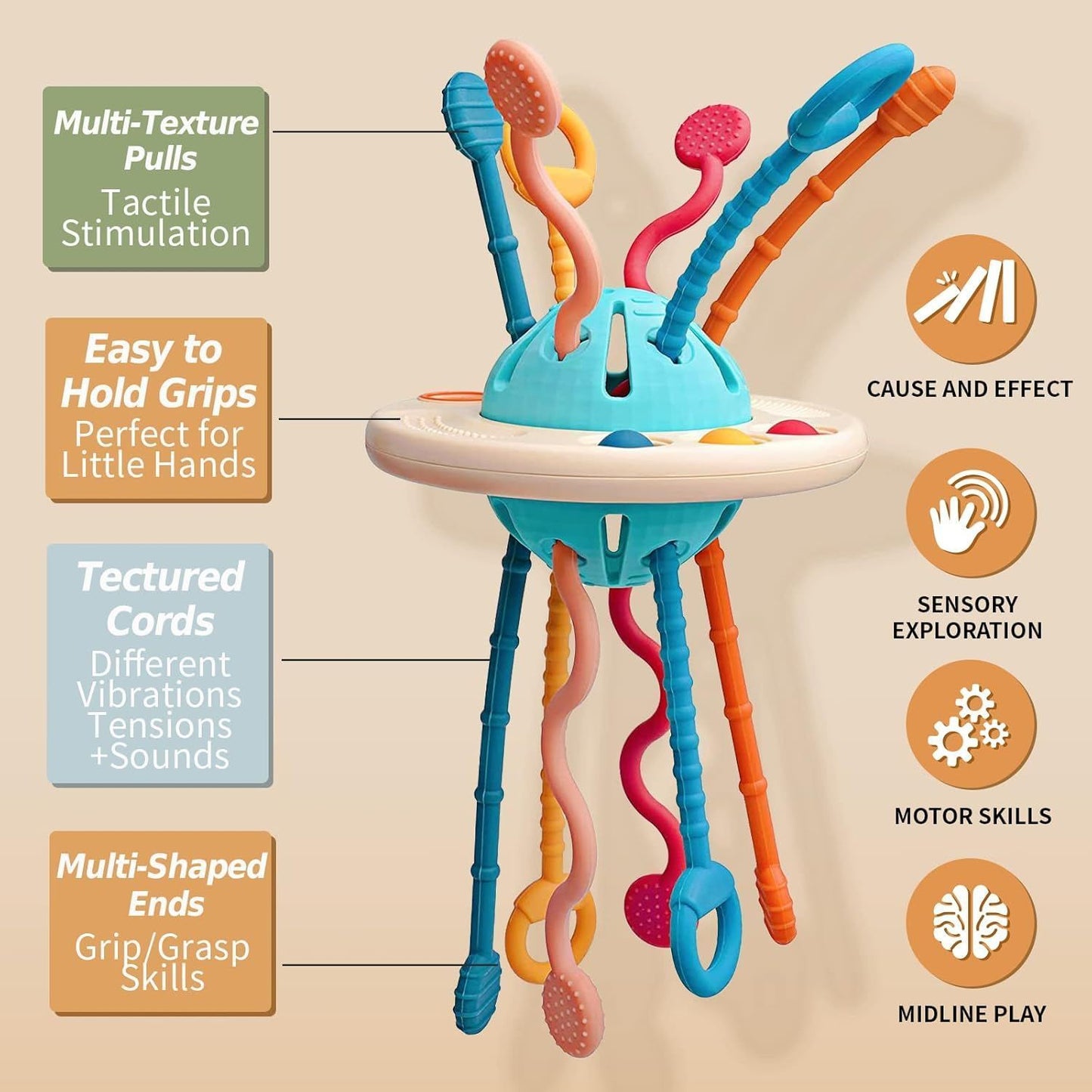 Montessori Sensory Toy with Unique UFO Design, Multi-functional Play, and Safe for Ages 6+ Months