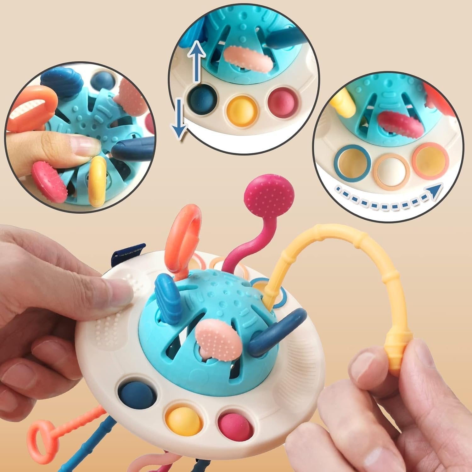 Montessori Sensory Toy with Unique UFO Design, Multi-functional Play, and Safe for Ages 6+ Months