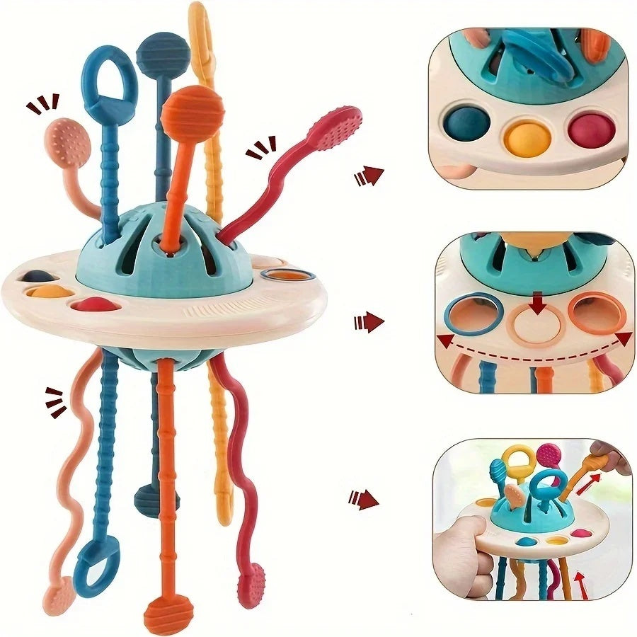 Montessori Sensory Toy with Unique UFO Design, Multi-functional Play, and Safe for Ages 6+ Months