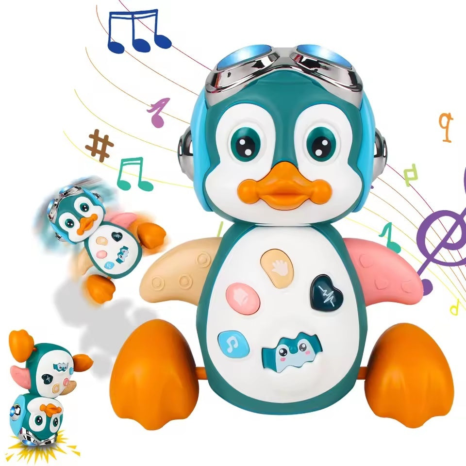 Musical Penguin Toy with Multiple Play Modes to Develop Crawling for Babies 3+ Months