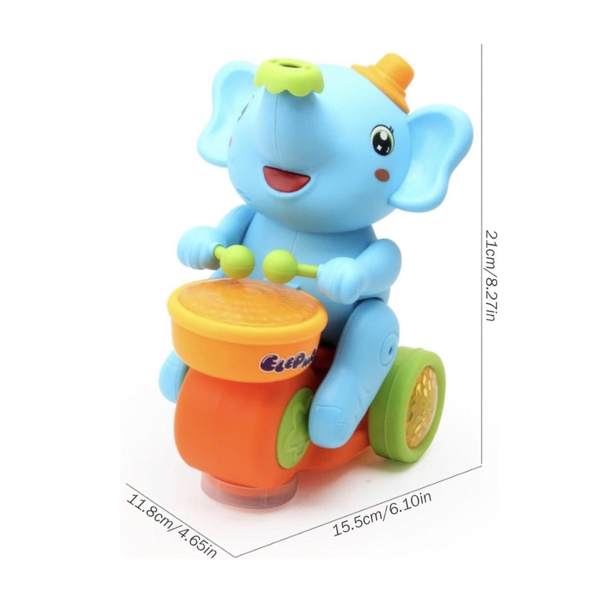 Musical Walking Elephant Drummer Toy with LED Lights and Floating Ball, Safe for Babies 3+ Months