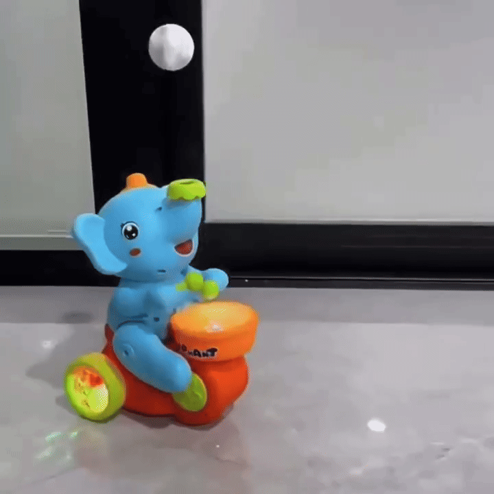 Musical Walking Elephant Drummer Toy with LED Lights and Floating Ball, Safe for Babies 3+ Months