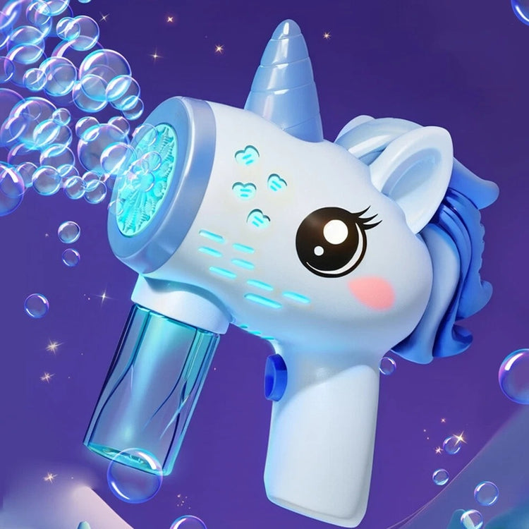 Unicorn Toy Bubble Machine with LED Lights, Compact, Portable, Safe for Ages 3+