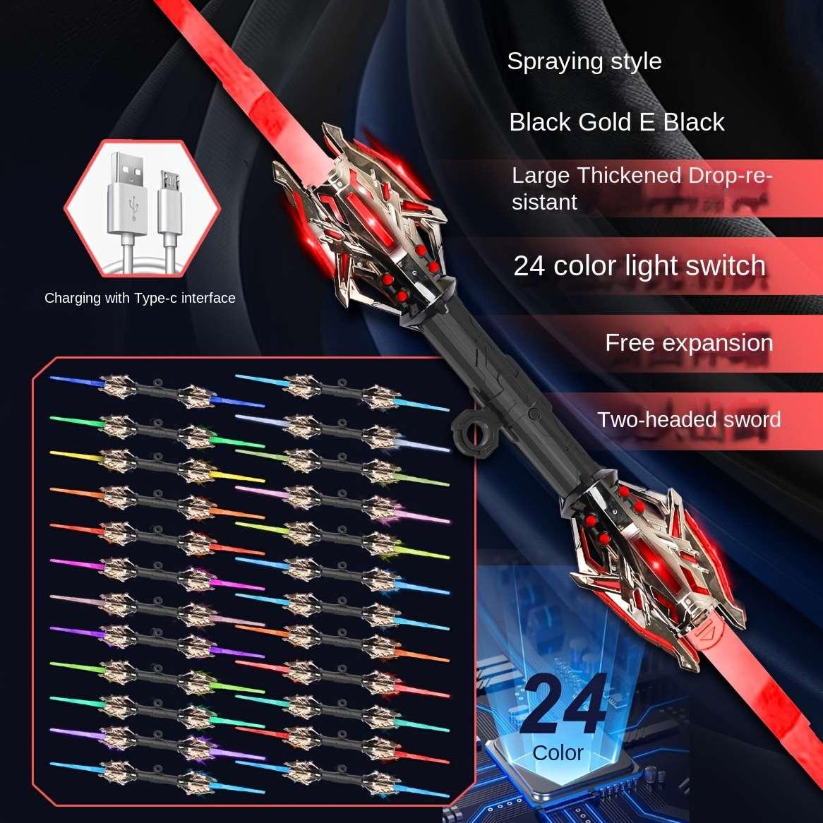 120 cm Double - Headed LED Colorful Lightsaber Toy - Extendable Laser Sword for Kids and Adults