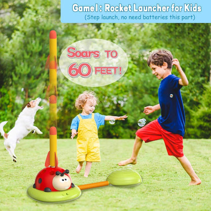 3-in-1 Active Play Toy – Jump, Ring Toss & Rocket Launch with Musical & Remote-Controlled, Easy to Assemble, Safe for Ages 3+