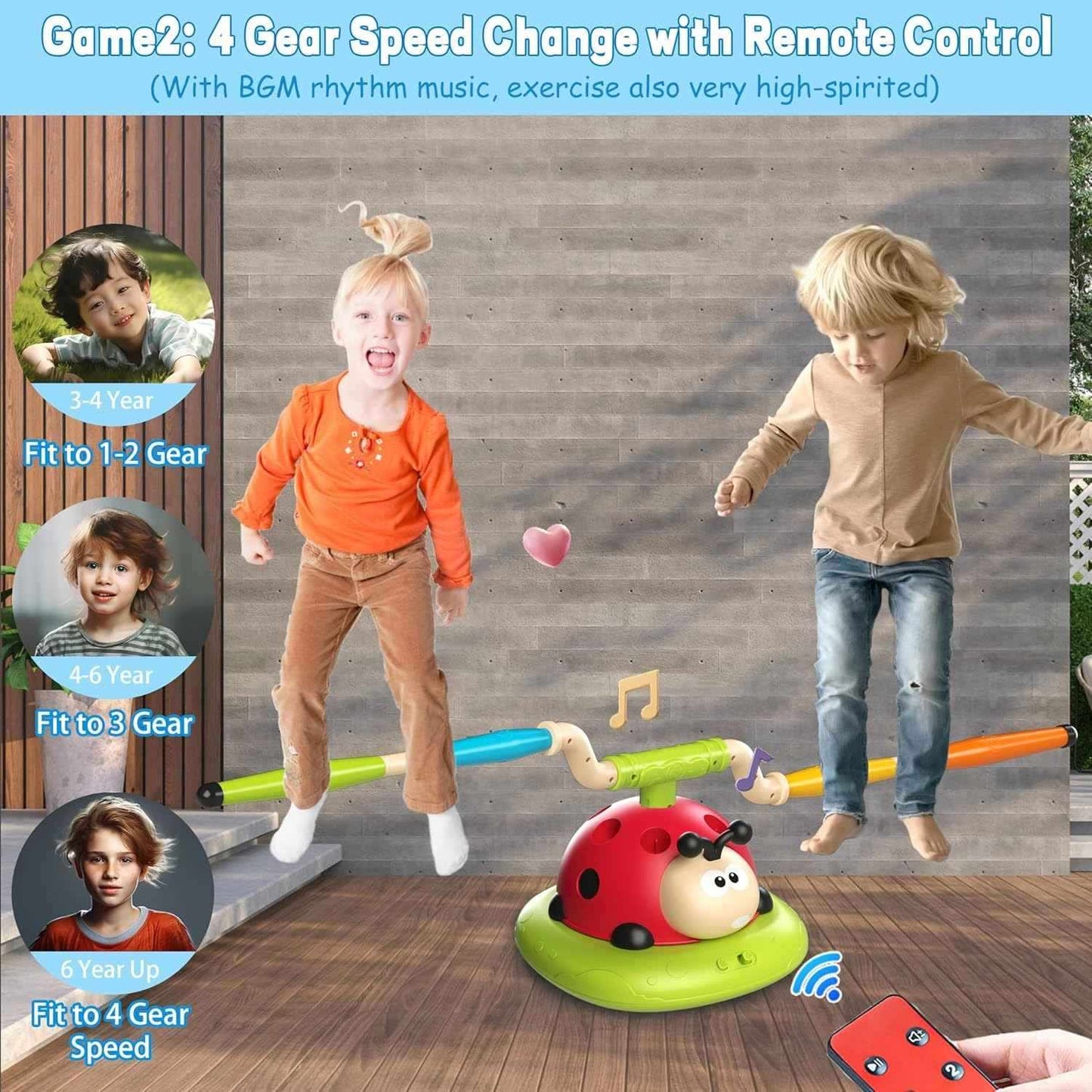 3-in-1 Active Play Toy – Jump, Ring Toss & Rocket Launch with Musical & Remote-Controlled, Easy to Assemble, Safe for Ages 3+